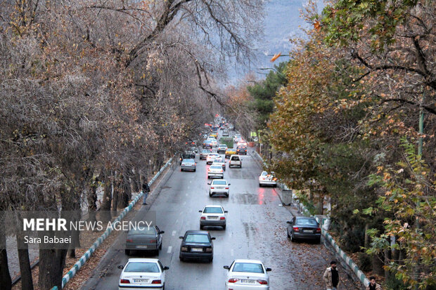 باران در کرمانشاه؛ از خیابان‌های خیس تا آسمان ابری شهر