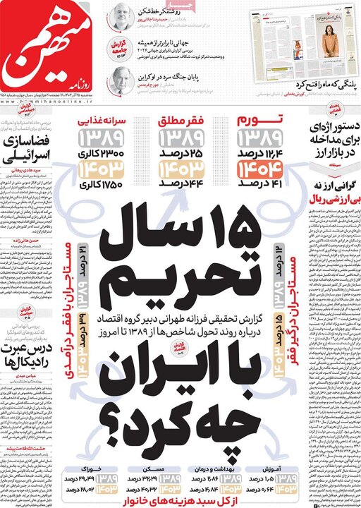 روزنامه های صبح 25 اذر