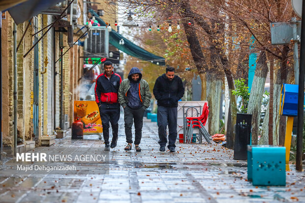 بارش باران پاییزی در یزد