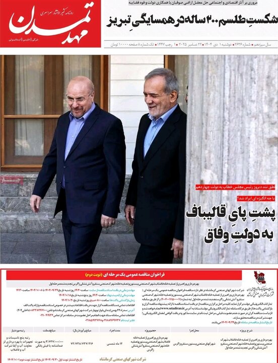 روزنامه های آذربایجان‌شرقی